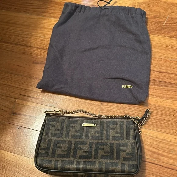 Authentic Fendi Chain Pochette Zucca Coated Canvas - Picture 10 of 12